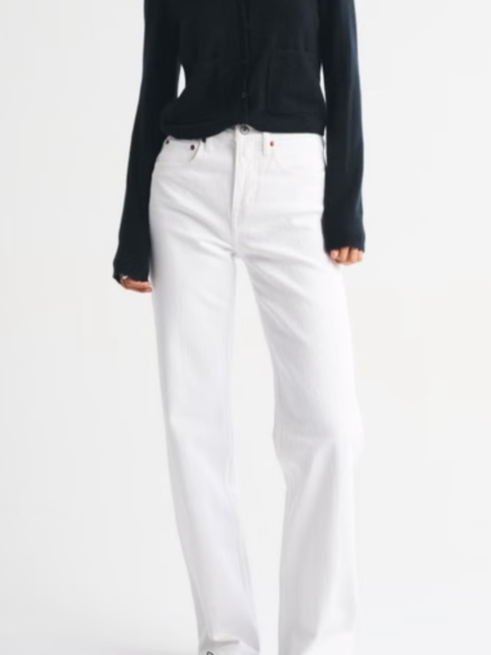 Abercrombie High Rise 90s Relaxed Jeans White Raw Hem 27 Regular